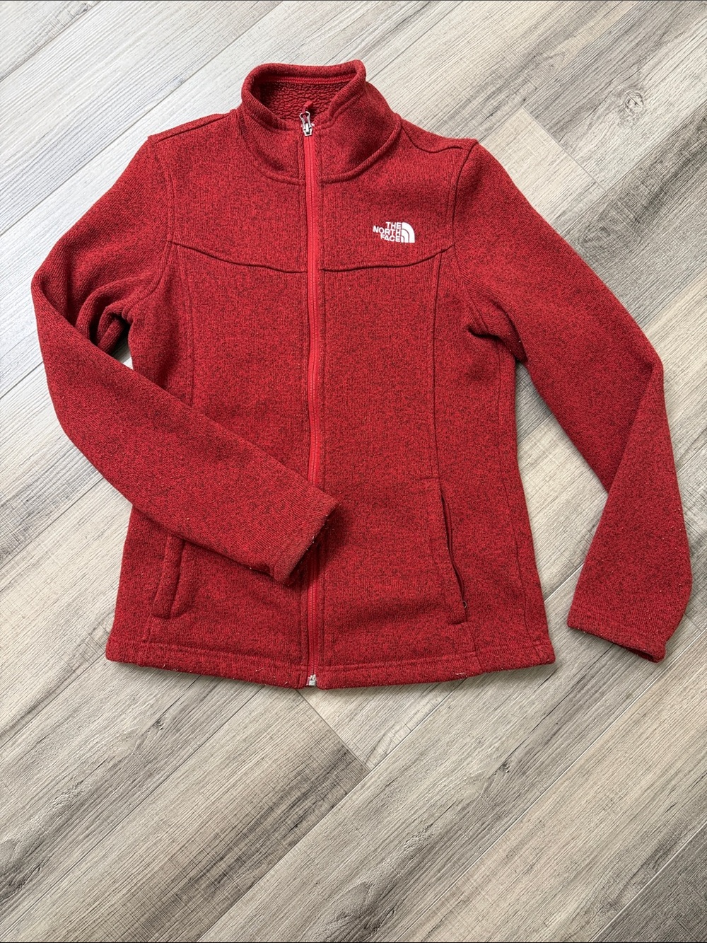 The North Face Women’s Red Full-Zip Teddy Fleece Jacket